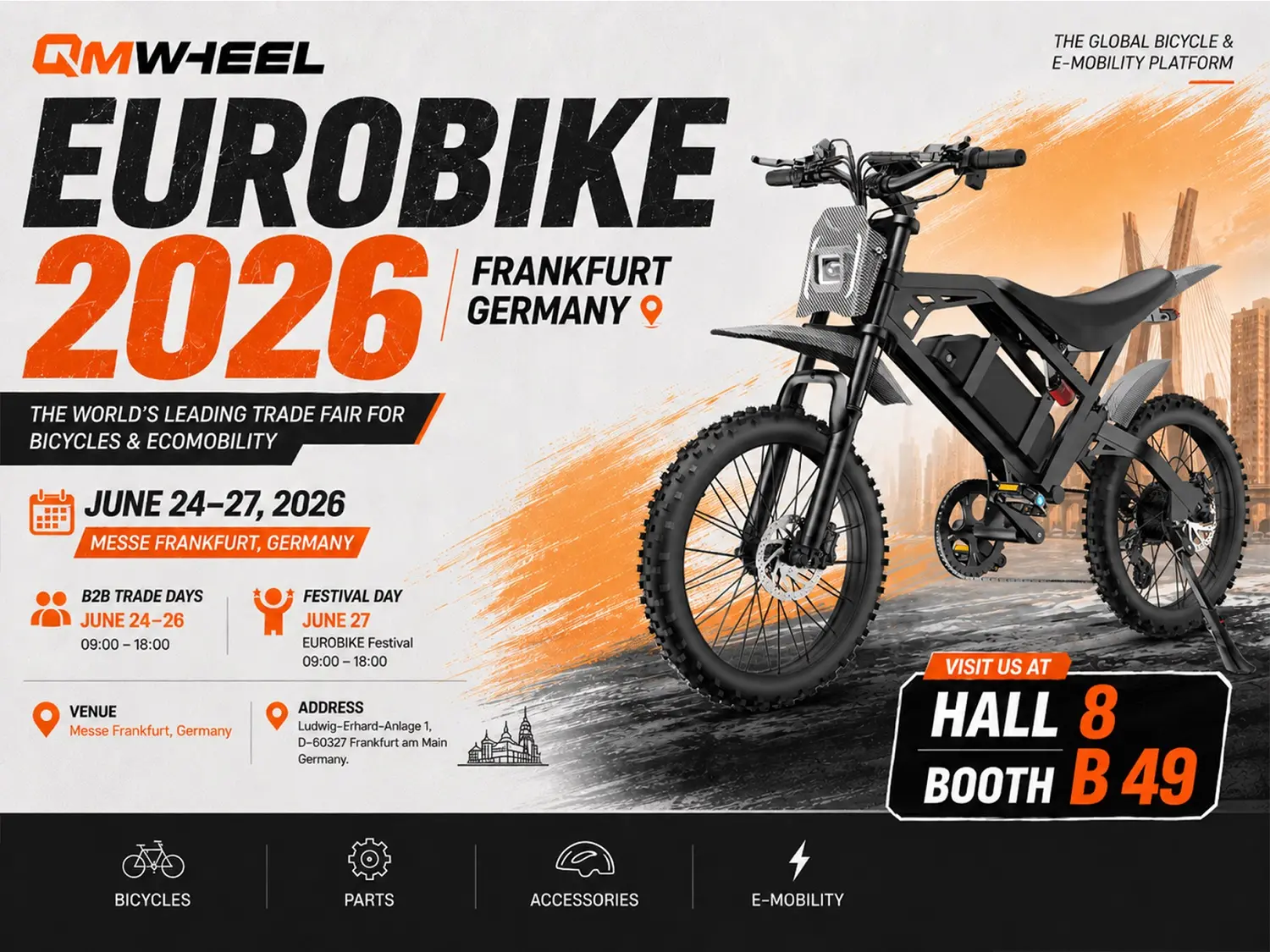 QMWHEEL zaprezentuje wysokowydajne rowery elektryczne z grubymi oponami na targach EUROBIKE 2026